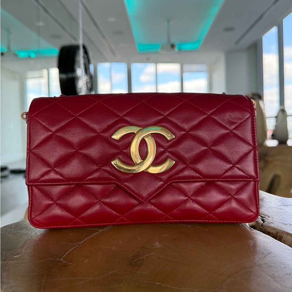 LOT 1800 24K gold plated CHANEL vintage XL CC rectangular flap 1989-1991 - Picture 4 of 17